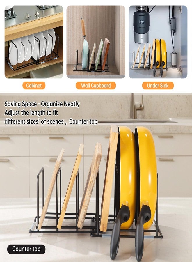 Eyskutvjc Cutting Board Organizer, Adjustable Pot and Pan Organizer Rack, Kitchen Cabinet Holder for Cutting Board,Baking Tray, Cookie Sheet, Bakeware Organizer for Countertop - Image 4